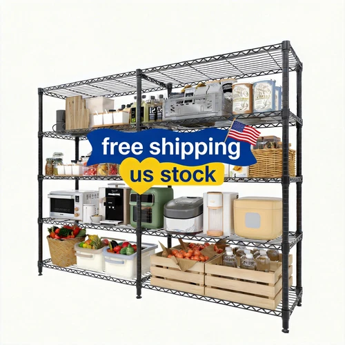 Shelves 5-Tier, Heavy Duty Wire Rack Shelving Unit, Adjustable Metal Storage