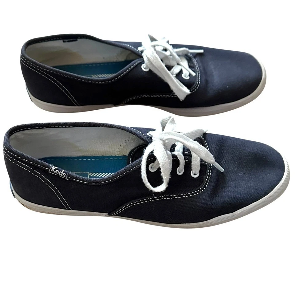 Keds Sneakers Women's Size 7.5 Navy Blue White Lace Up Casual Shoes - Image 2 of 4
