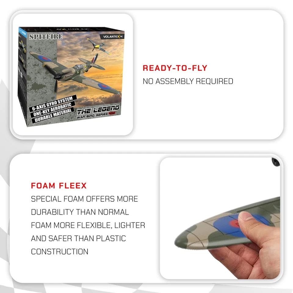 4-CH Spitfire One Key Remote Control Airplane with Xpilot Stabilizer (Open Box) - Image 4 of 4