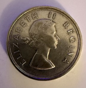 SOUTH AFRICA. 1954, 5 Shillings, Silver - QEII Coin