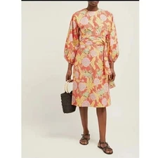 Rhode Resort Cotton-Poplin Athena Midi Dress Floral Printed Cotton XS New 234523