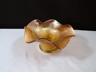 Vintage Fenton Marigold VASELINE Carnival Glass Holly Hat Vase