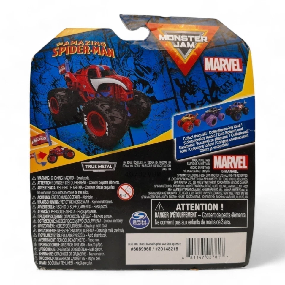 Monster Jam Marvel The Amazing Spider-Man 1:64 Diecast Truck [DAMAGED BOX] - Image 2 of 4