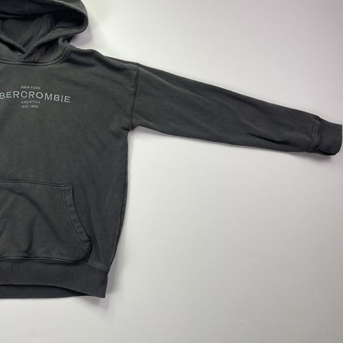 Abercrombie & Fitch Hoodie Kids 11/12 Grey Raised Lettering Grey Long Sleeve - Picture 3 of 12