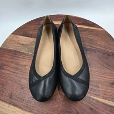 Vionic Caroll Shoes Women's 9 Black Leather Comfort Ballet Flats Loafers Career