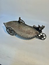 Antique Victorian Reed & Barton Figural Cherub Peacock Chariot Pocket Tray