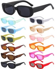 12 Pairs Rectangle Sunglasses Bulk, Trendy Y2K Retro Glasses for Women Men