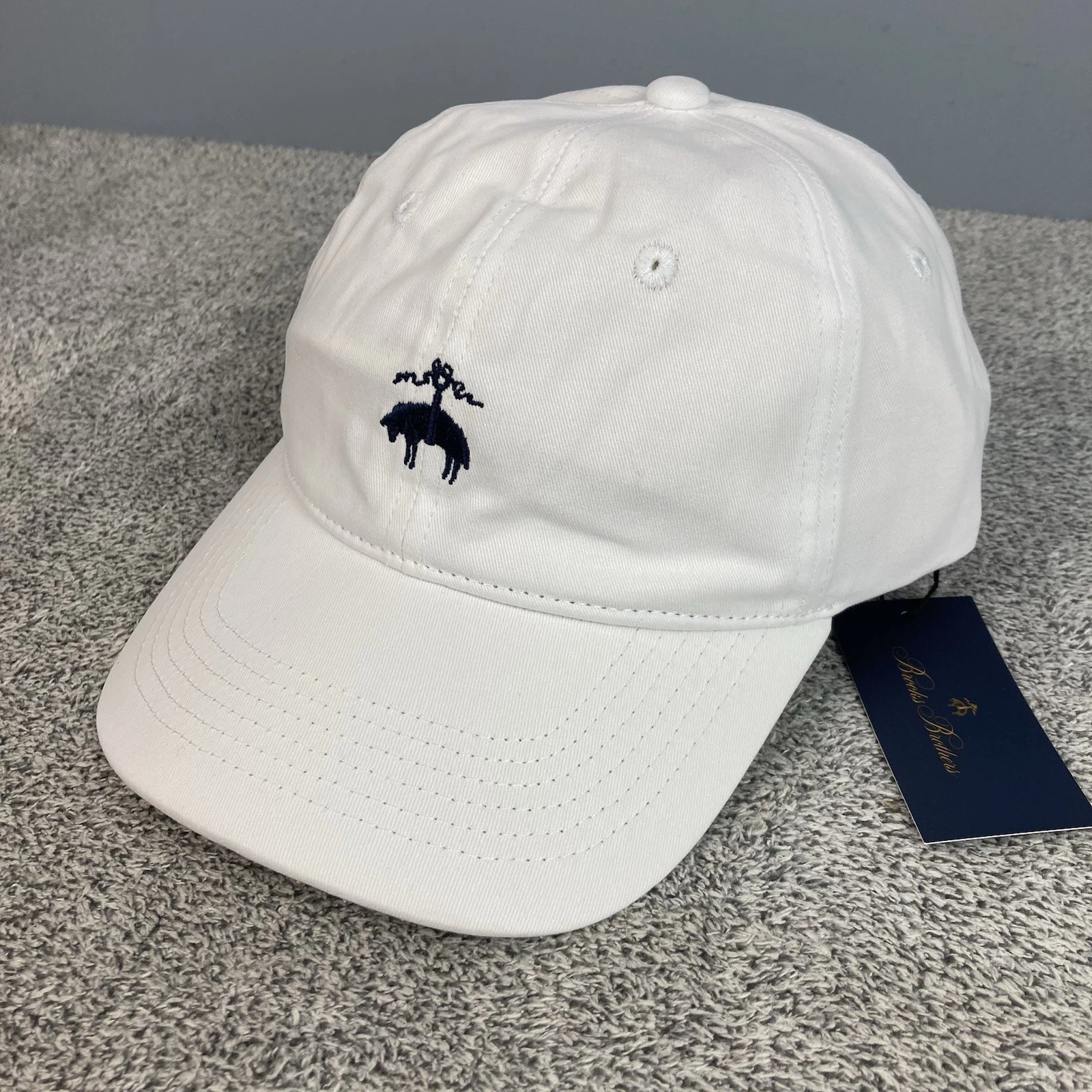 Brooks Brothers 1818 Logo Hat Crest White Baseball Cap Adjustable HMW-12195-BB