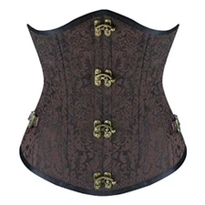 Burvogue Steampunk Underbust CORSET Waist Cincher Metal Clasps Women's Medium