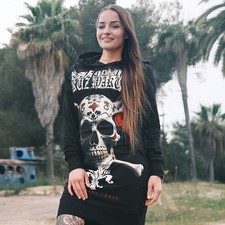 New Yakuza Women's Porcelain Lite Hoodie Dress - Black