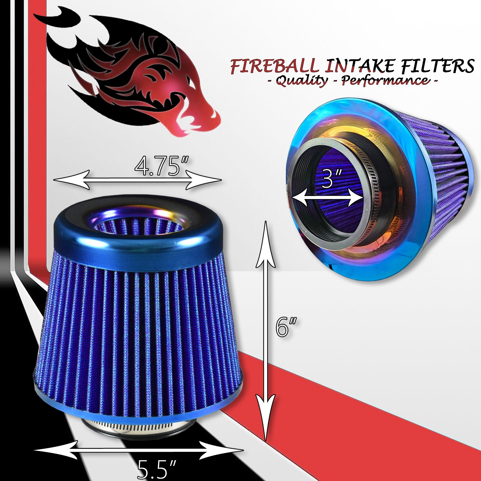 Reusable Cold Air Intake Filter and Heat Shield Kit Universal for Aston Martin