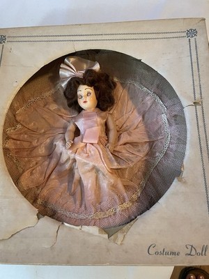 Vintage No 104 Pompadour Costume Doll Pink Dress Original Box Sleep Eyes