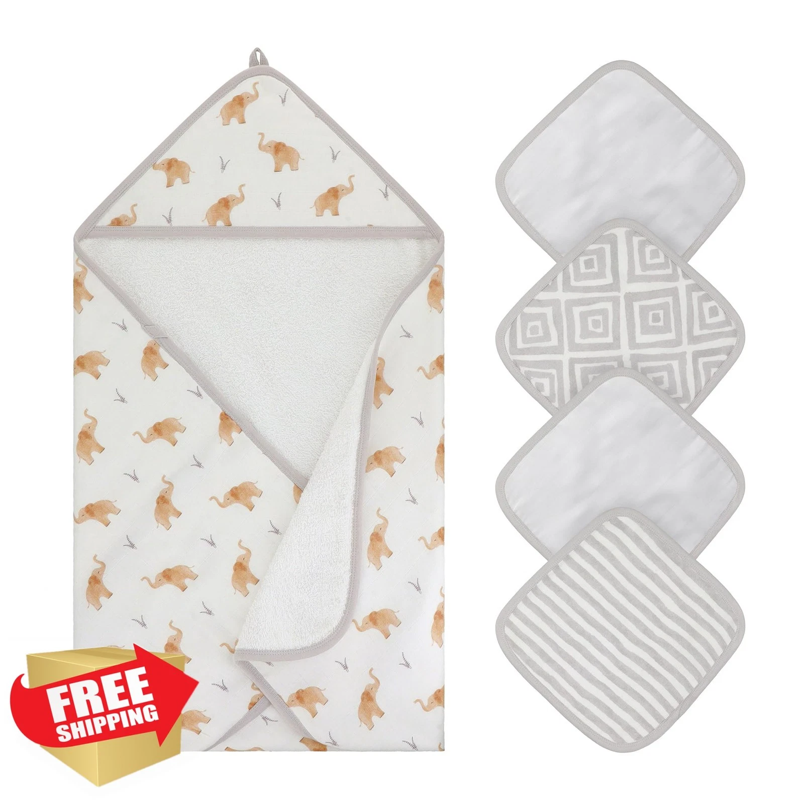 Featherhead Hooded Bath Towel Elephant