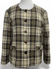 Hamells Size 14 Jacket Wool Mix Tweed Coat Brown Multi Check Classic Vintage