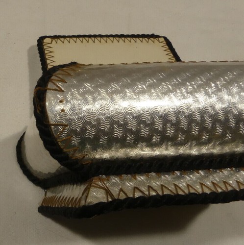 DDR Schmuckdose Handarbeit mit Zellophan / Kunststoff ca. 14 x 11 x 7 cm Silber - Picture 5 of 5