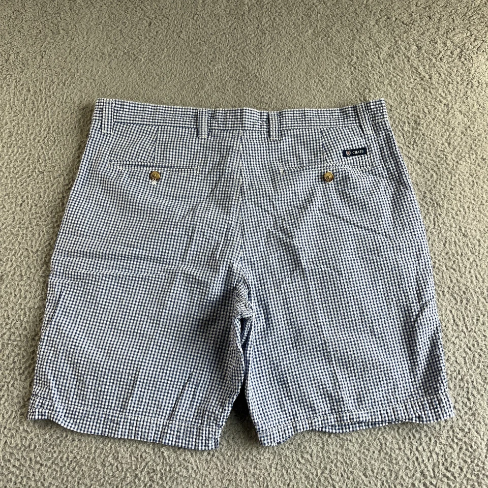 NUEVO Ralph Lauren Chaps Pantalones Cortos Para Hombres 36 (Se Ajusta a 37) Azul Chino Seersucker Golf Playa Foto 2 de 4