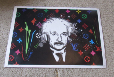 2023 Pop Art Graphic Print Signed, Death NYC, Albert Einstein; 12 1/2'' x 18''