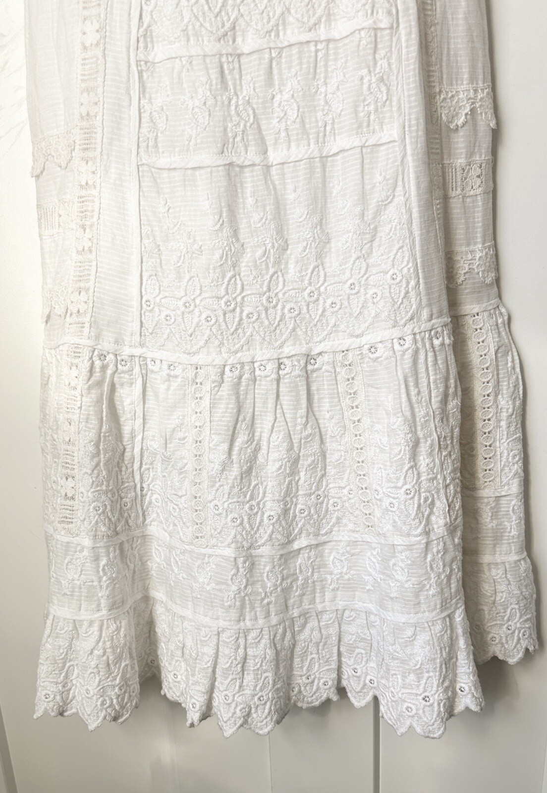 LoveShackFancy Faustine Off White Midi Embroidery… - image 4