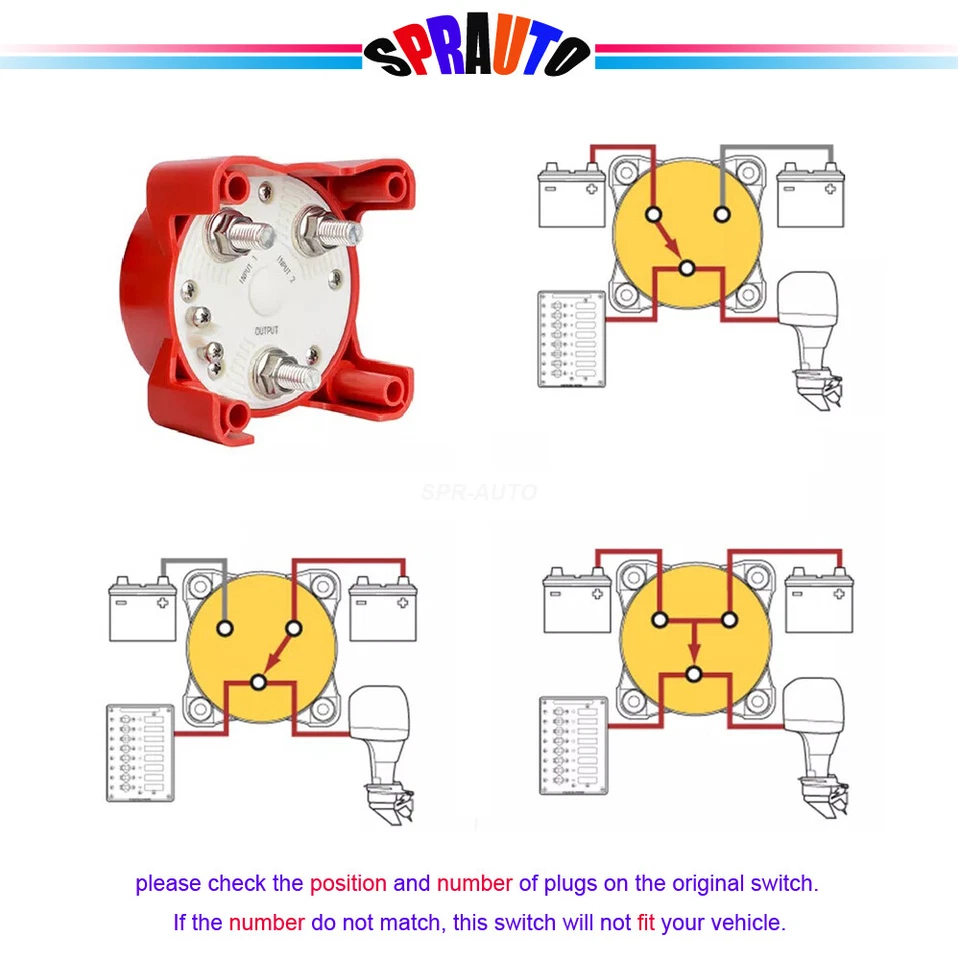 4 Position 9002e E-Series Marine Boat Battery Switch Selector W/AFD 32V 350A NEW - Изображение 3 из 4