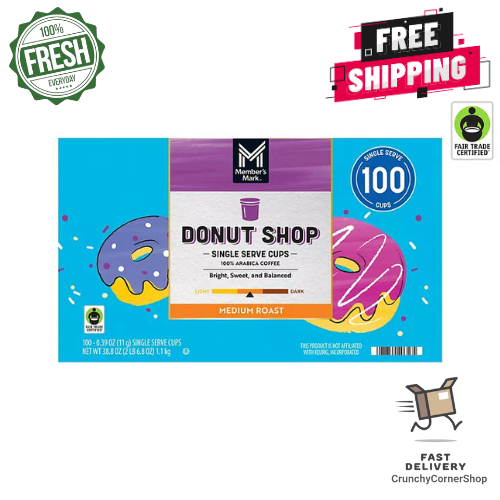 Member's Mark Donut Shop Medium Roast Coffee Pods – 100 Count For Keurig Brewers