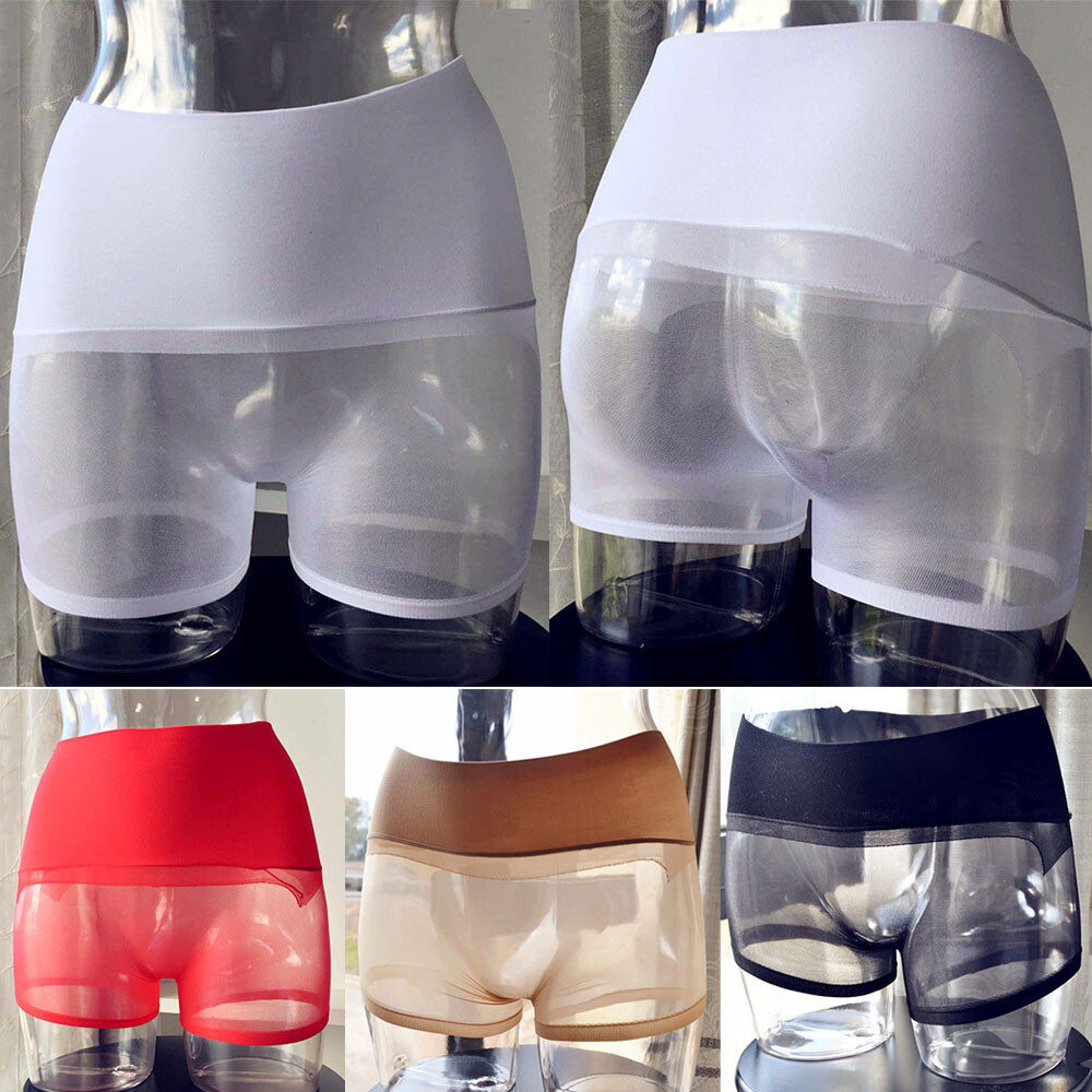 Silky See-Through Lingerie Briefs Sexy Underwear Boxer Shorts