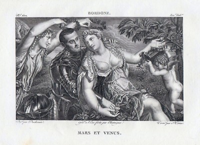 Bordone ''Mars et Venus'' Rad.m.Kst.1814-9,5x15,0 cm b.Filhol, Paris
