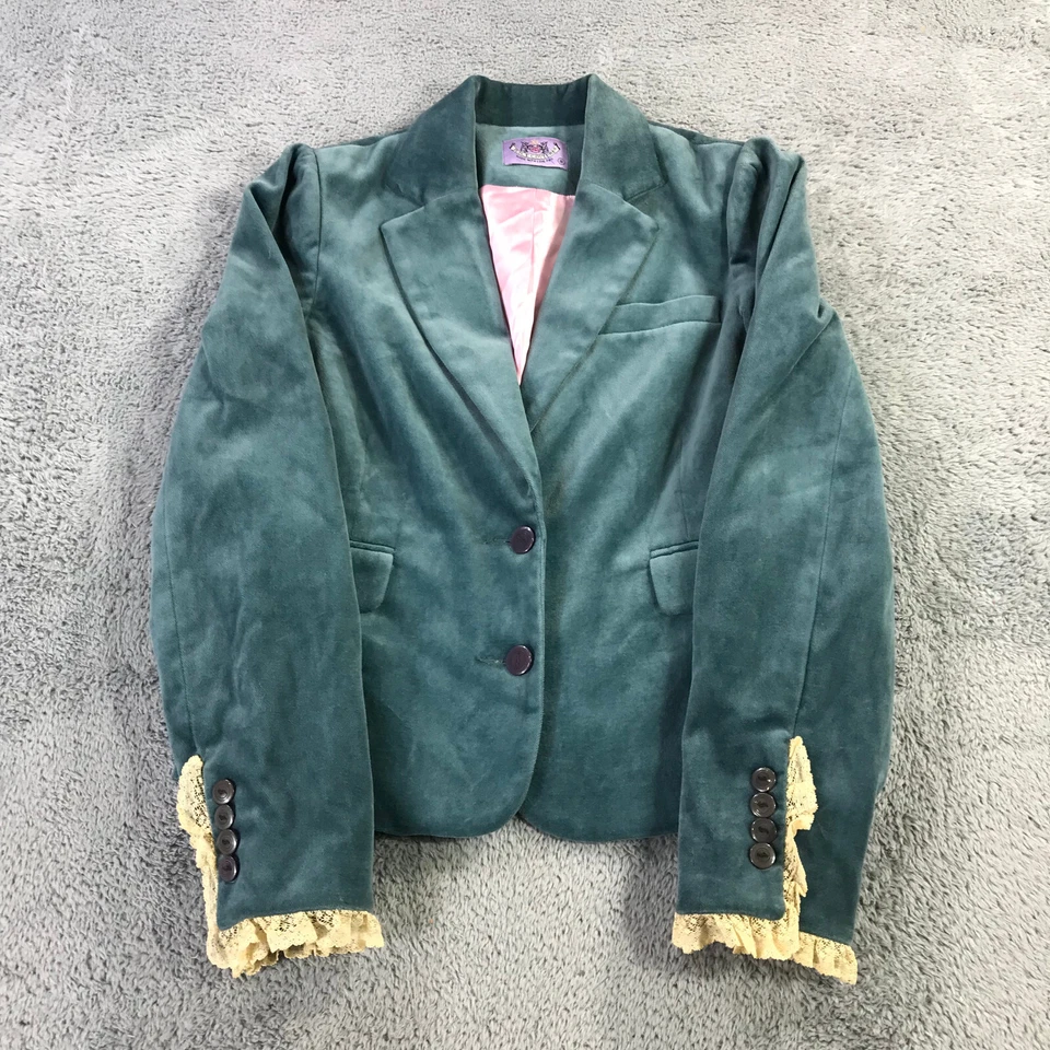 Blazer Juicy Couture para mujer 8 chaqueta de terciopelo diseño romántico victoriano encaje Foto 2 de 4