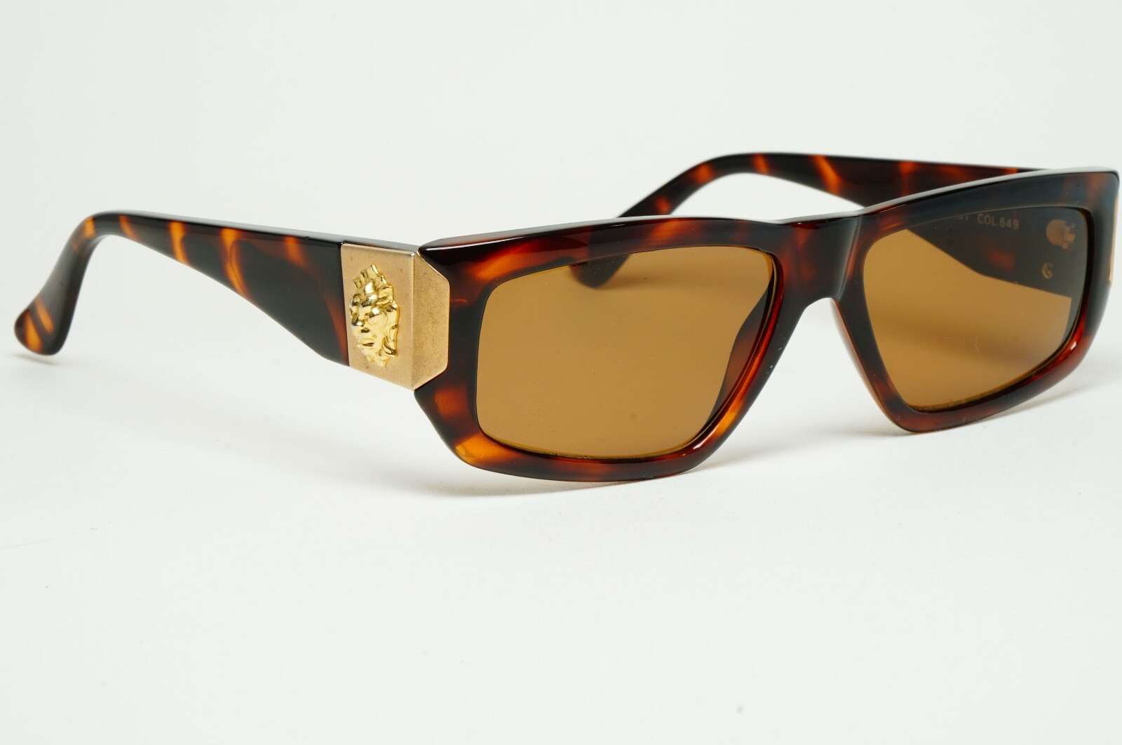 Versus Sunglasses 1996 by Gianni Versace Vintage Gold Lion Brown MOD E07 COL 649 image 9