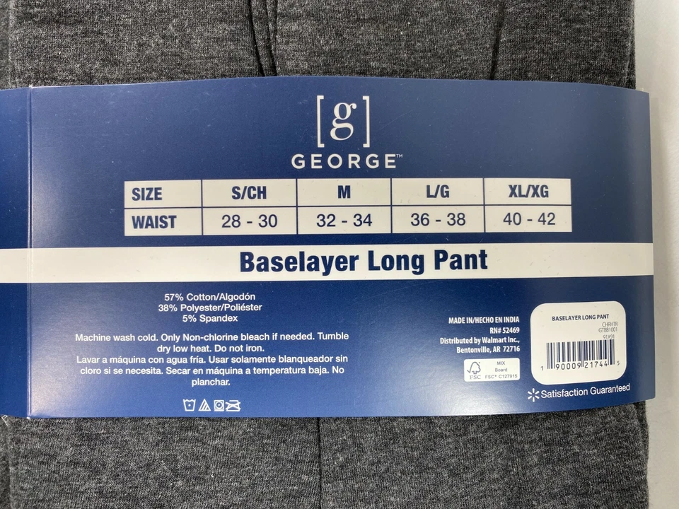 Pantalón Largo Para Hombres George Carbón Brezo Mezcla Algodón Capa Base 2 Pares Mediano M Foto 3 de 3