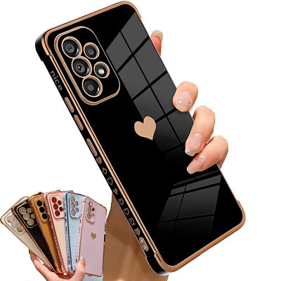 For Samsung Galaxy A12 A14 A13 A53 5G TPU Plating Love Heart Phone Case  Cover