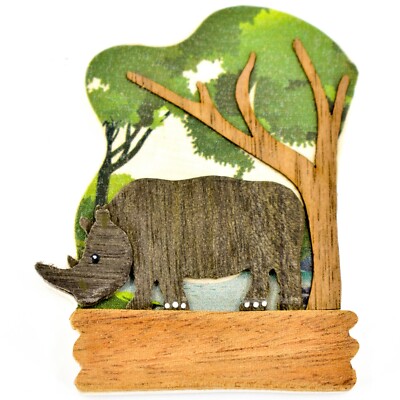 Download Northwoods Layered Wood Rhinoceros Rhino Habitat Refrigerator Magnet Ebay