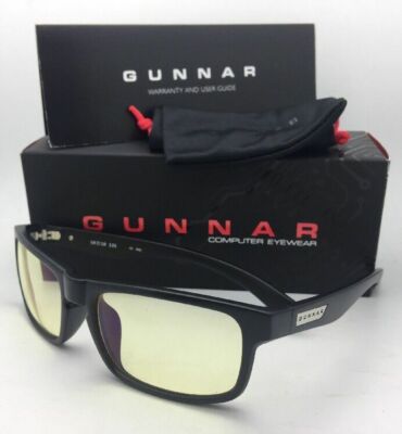 New GUNNAR Computer Glasses ENIGMA 58-18 Black Onyx Frames & Amber Yellow Lenses