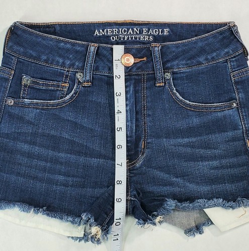 American Eagle Shorts Damen Jeans AE Stretch High Rise Shortie Midi Cut Off 4 - Bild 8 von 10