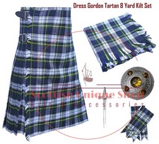 DRESS GORDON Tartan 8 Yard kilt - Men Scottish Traditional 13Oz kilt Custom Size