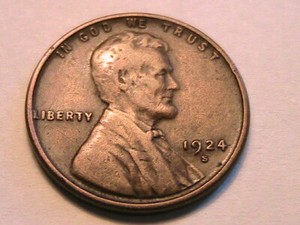 1924-S-US-Lincoln-Wheat-Cent-Brown-Fine-Nice-Original-One-Penny-Bronze-Coin