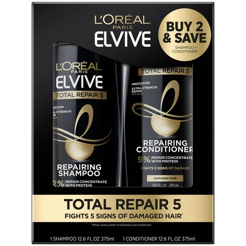 L'Oreal Paris Elvive Total Repair 5 Repairing Shampoo & Conditioner Bundle - 第 1/5 張圖片