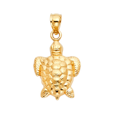 GOLD -14K Gelbgold Schildkröte Charm Anhänger für Halskette oder Kette