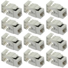 12 Pcs Cat5e RJ45 Network Ethernet Keystone Jack 180 Degree 110 Punch Down White