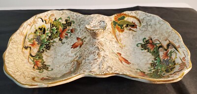 Thomas Forrester Phoenix ware,  Japanese Garden Gold Filigree Candy Tray