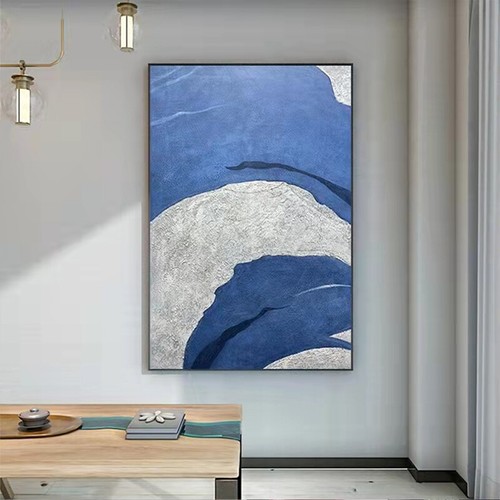 Custom Klein Blue Pure Handpainted Abstract Vertical Oil Painting Textur Art - Bild 2 von 9