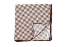 Battisti Pocket Square: Brown  white modern check, pure silk