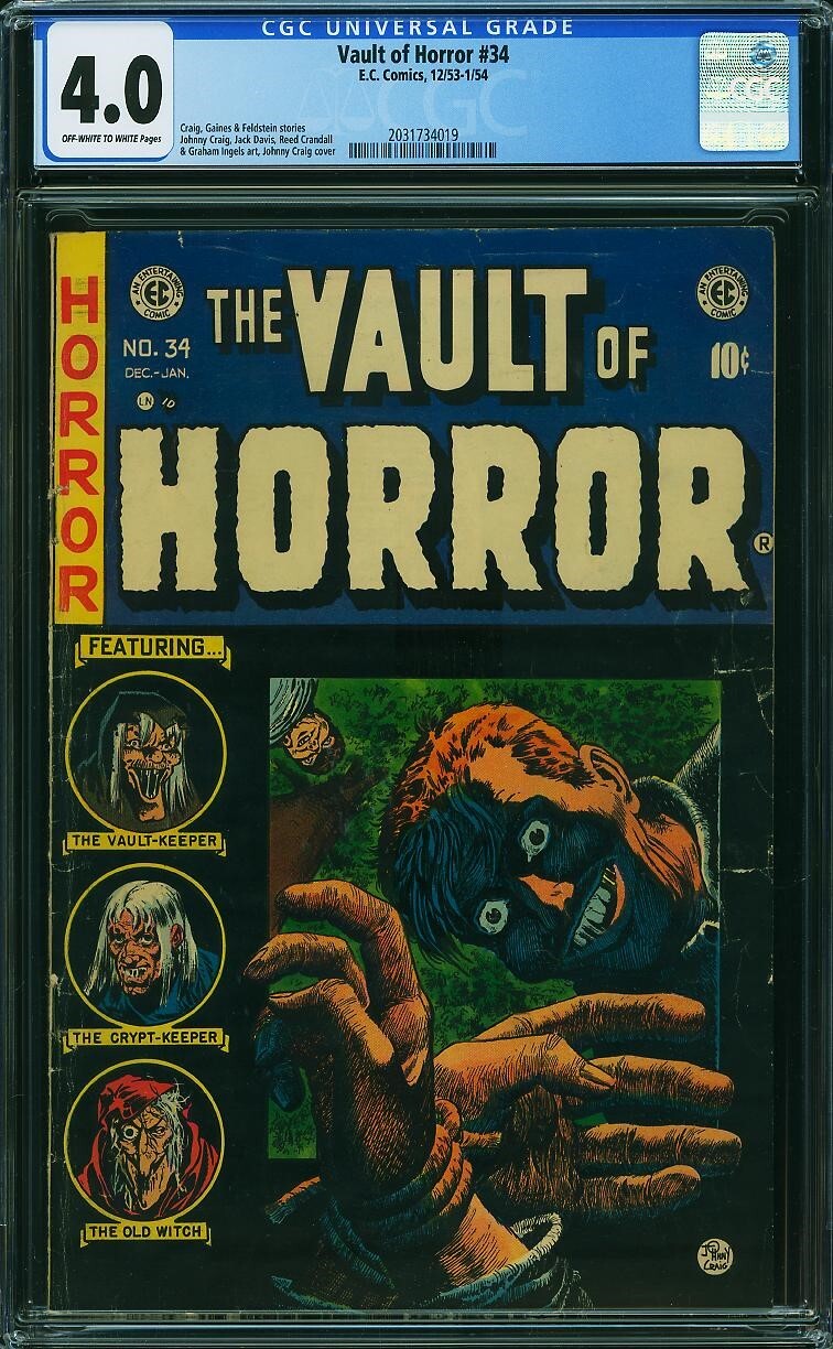 VAULT OF HORROR #34 EC COMICS GOLDEN AGE CGC 4.0 GRADED! PRE CODE HORROR!