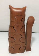 Wooden Cat 3D Puzzle Scuplture - Vintage