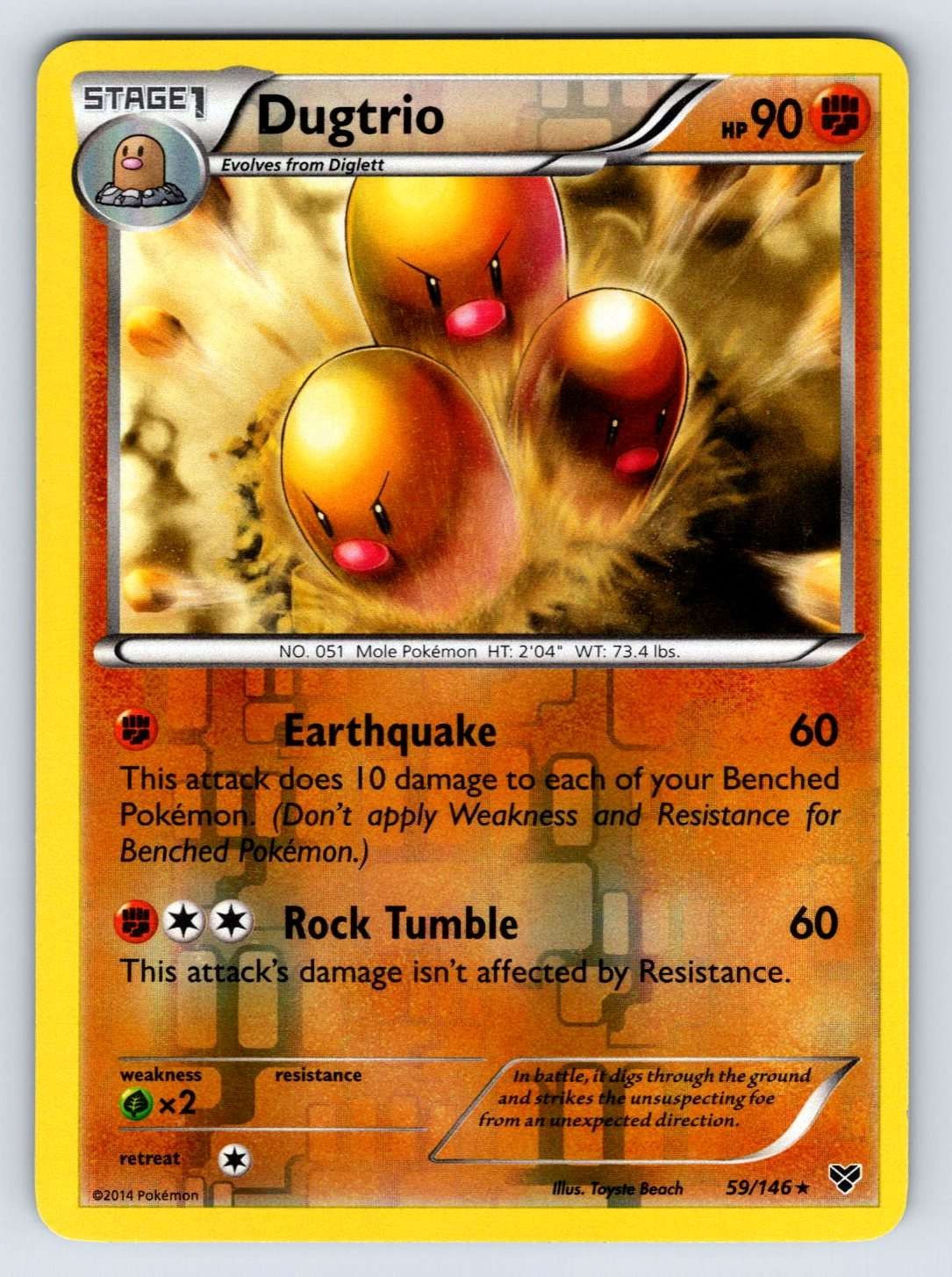 Dugtrio 59/146 XY Base Reverse Holo Rare Pokemon Card LP