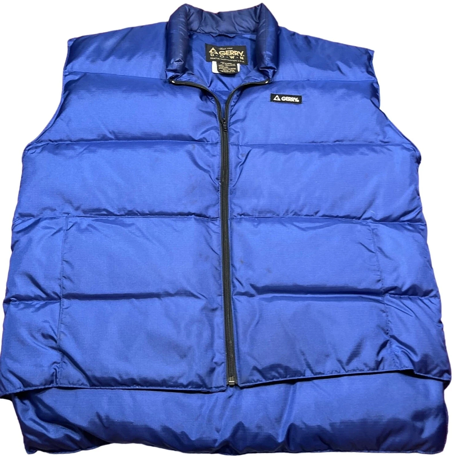 Gerry BLUE DOWN Feather PUFFER Zip VEST light weight MEN’S Medium korea Vintage