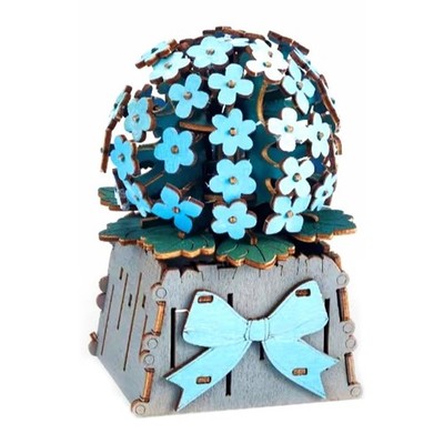 121 Pieces 3D Wooden Puzzle DIY Flower Building Block Botanical Bouquet Toy