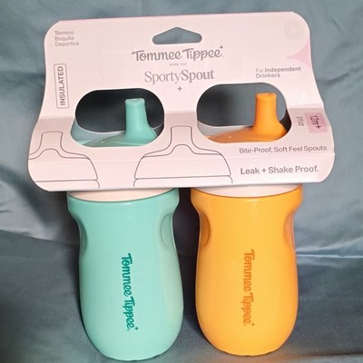 Tommee Tippee Sporty Spout Insulated Sippy Cups 12oz 2-Pack Turquoise Yellow