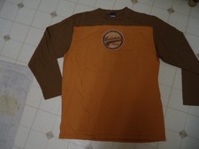 NEW Mens L Raglan Baseball Style T-Shirt Orange/Brown NANTAHALA RIVER Paddling T