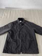 ZARA Women’s Black Denim Button-Up Jacket Collared Pockets Short Size L