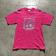 Vintage 90s Made In USA Lake Tahoe Brand Wildflower Shirt Men’s Size Large Pink